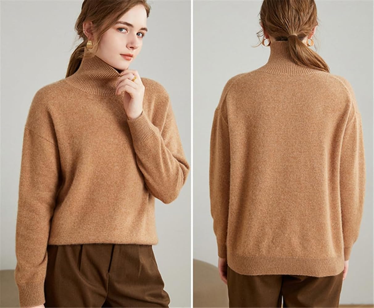 Pull Col Roulé Oversize en Cachemire