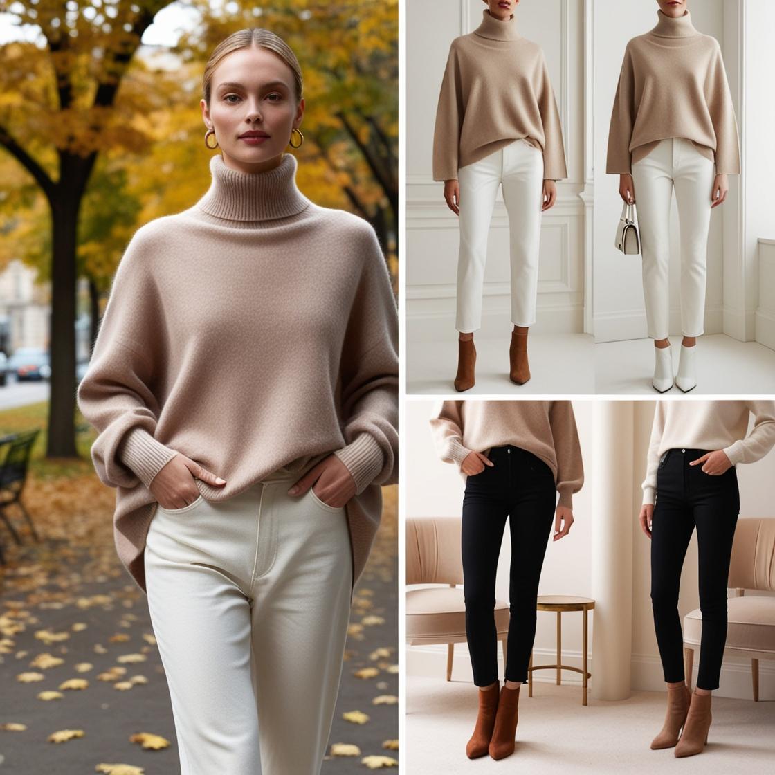 Pull Col Roulé Oversize en Cachemire